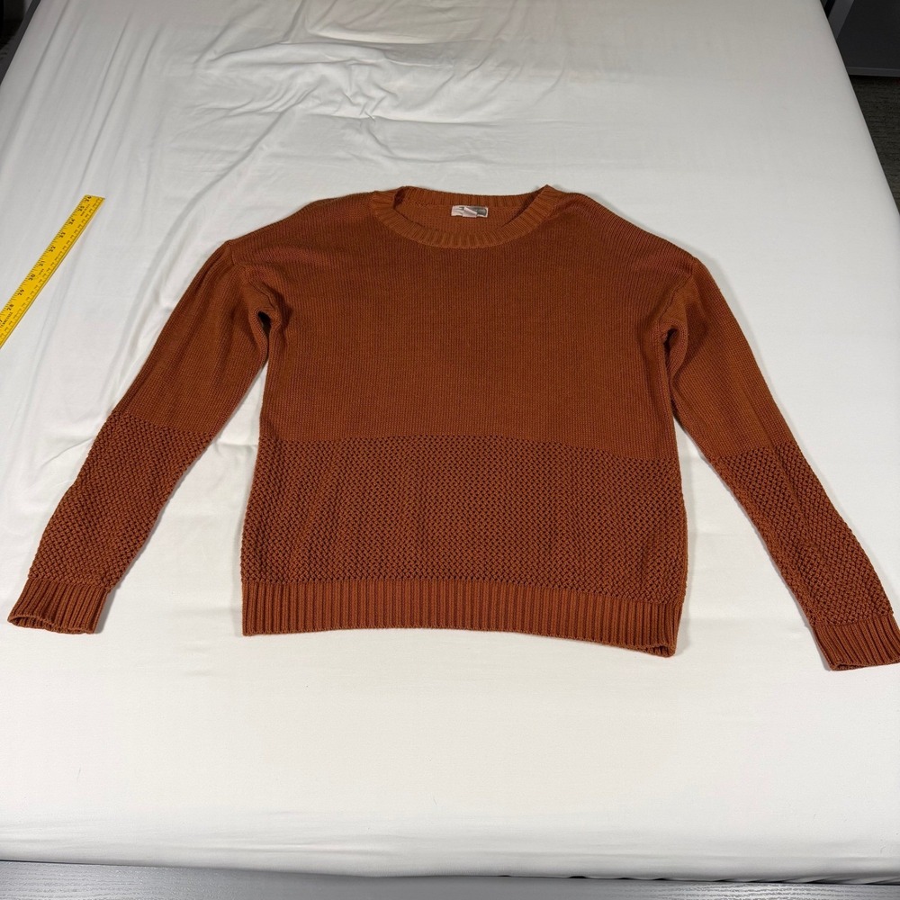 Forever 21 Contemporary Rust Orange Mixed Knit Crewneck Sweater Womens Large